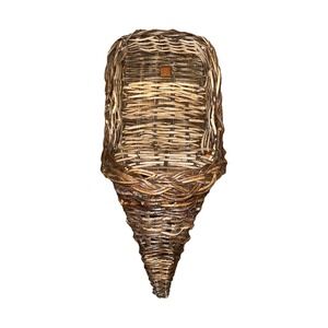 Vintage Wicker Wall Basket Hanging Pocket Planter Rustic Decor